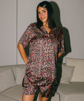 Leapord Satin Pyjama Short Set